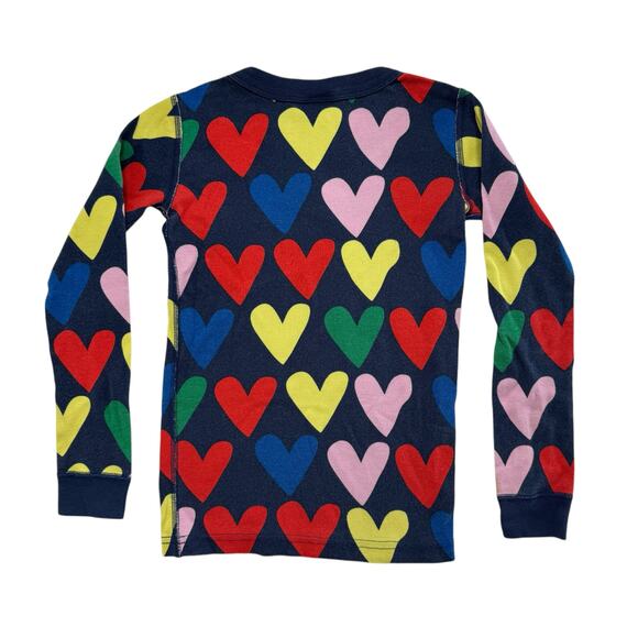 HANNA ANDERSSON Blue Multi Hearts Long Johns Pajama Set Size 120 6-7 Organic - Picture 4 of 8